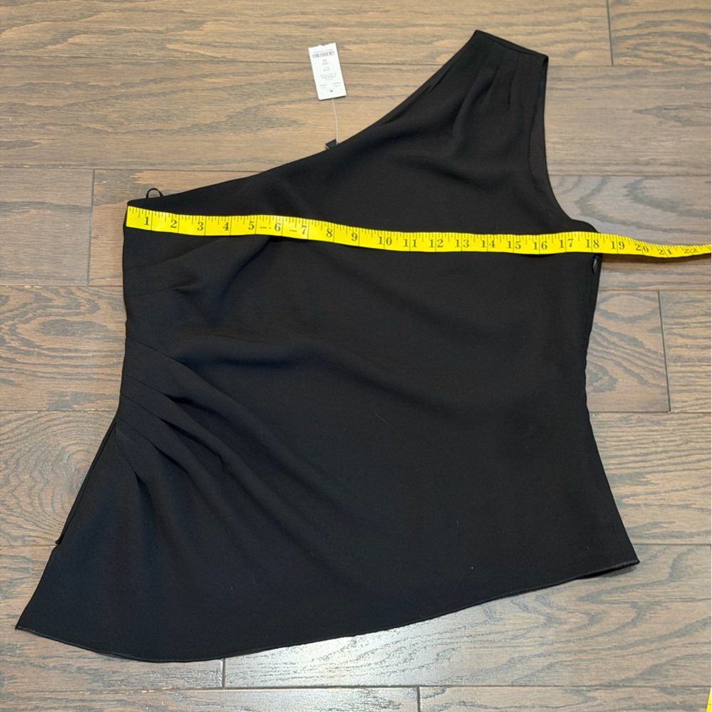 White House Black Market Black One Shoulder Draped Top Size 10 NWT - Picture 4 of 7